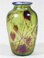 IMPERIAL FREE HAND HEART AND VINE ART GLASS VASE,