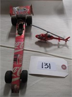 Coke can race car and helicopter