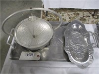 collection of  vintage hammered servingware