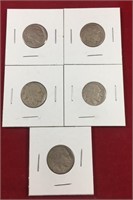 (5) Mixed Dates Buffalo Nickels