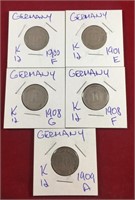 (5) Mixed Dates German Coins