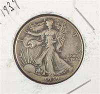 1939 Walking Liberty Half Dollar XF+