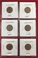 (6) Mixed Dates Wheat Pennies