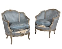 Silverleaf French Style Bergere Chairs - Pair