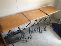 3 BACK METAL WOODEN TOP TABLES