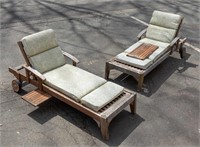 Teak Chaise Lounges - Pair