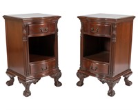 Mahogany Claw Foot Nightstands - Pair
