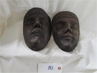 2 handcarved primitive wook masks