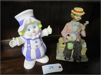 Clown Cookie Jar and Music Box Clown