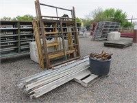 Assorted Scaffolding Legs with Braces and Wheels
