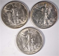 3-CH BU 1944-S WALKING LIBERTY HALVES