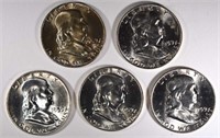 5 - 1959 FRANKLIN HALF DOLLARS