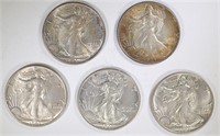 5 - 1943 WALKING LIBERTY HALF DOLLARS