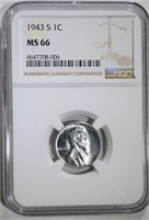 1943-S STEEL LINCOLN CENT NGC MS66