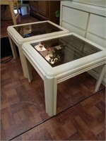 C4604 pair of glass top side tables