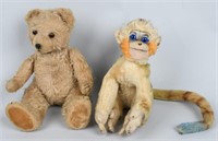 VINTAGE JOINTED TEDDY BEAR & STEIFF MONKEY