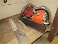 Wooden Box W/ Chainsaw used Parts