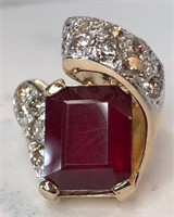 H277 A CUSTOM MADE YELLOW GOLD RUBY AND DIAMOND