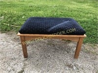 Nice oak footstool w/ upholstered cushion