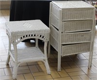 2 Pieces of White Wicker Furniture