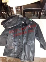 LADIES "CROWN" LEATHER JACKET WITH HOOD SMALL