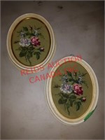 PAIR OF FLOWERED PETTIT POINT PICTURES