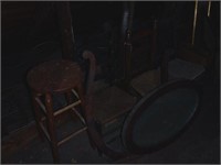 Miscellaneous attic chair and furniture lot:
