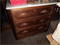 Three drawer antique Walnut marbletop chest