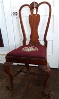 Mahogany needlepoint Chippendale style carved