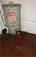 Metal floral toll painted covered waste bin