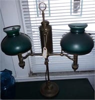 Antique double arm student lamp with dual 7”