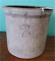 Primitive 2-gallon stoneware crock