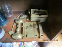 Solid Brass Door Lock Set w/Skeleton Keys & Hinges