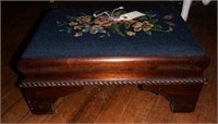 Antique Mahogany needlepoint foot stool