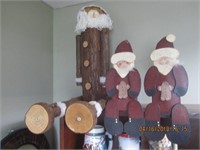Pr. of Wooden Santa ShelfSitters & Log Santa