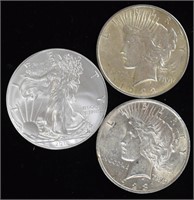 BU Silver Eagle & Peace dollars
