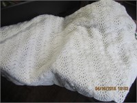 White Hand Crocheted Lap Throw