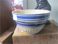 Blue Banded Vtg. Mixing Bowl-Has Crazing