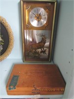 Wooden Cigar Box & Deer Clock