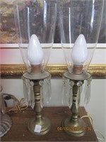 Pr. of Brass Lamps w/Prisms