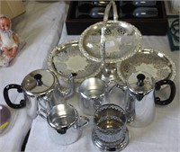 Stainless steel tea set, Silver plated cake server