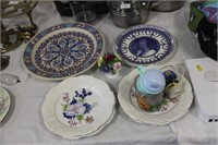Aynsley flowered pot, hand painted plates etc