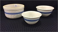 Lot of 3 Blue Banded Stoneware Pieces Including