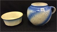 Lot of 2 Stoneware Pieces Including Blue & White