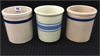 Group of 3 Blue Banded Stoneware Beater