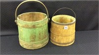 Lot of 2 Primitive Sugar Buckets (No Lids)