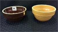 Lot of 2 Sm. Stoneware Crock Bowls
