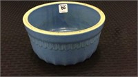 Blue Stoneware Crock Bowl 4 1/2 Inches Tall