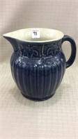Lg. Blue Stoneware Pitcher-7 1/2 Inches Tall