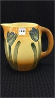 Floral Decorated Stoneware Pitcher (Approx. 7 1/2